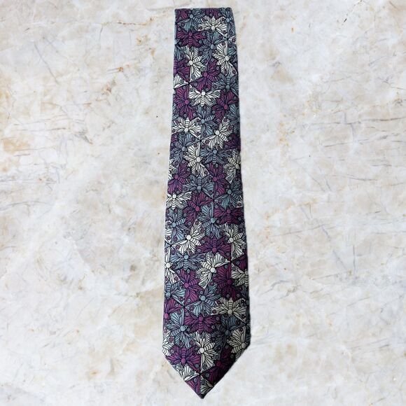 MC Escher Dragonfly Design The Boxelder Company Men's Silk Neck Tie - Picture 2 of 7